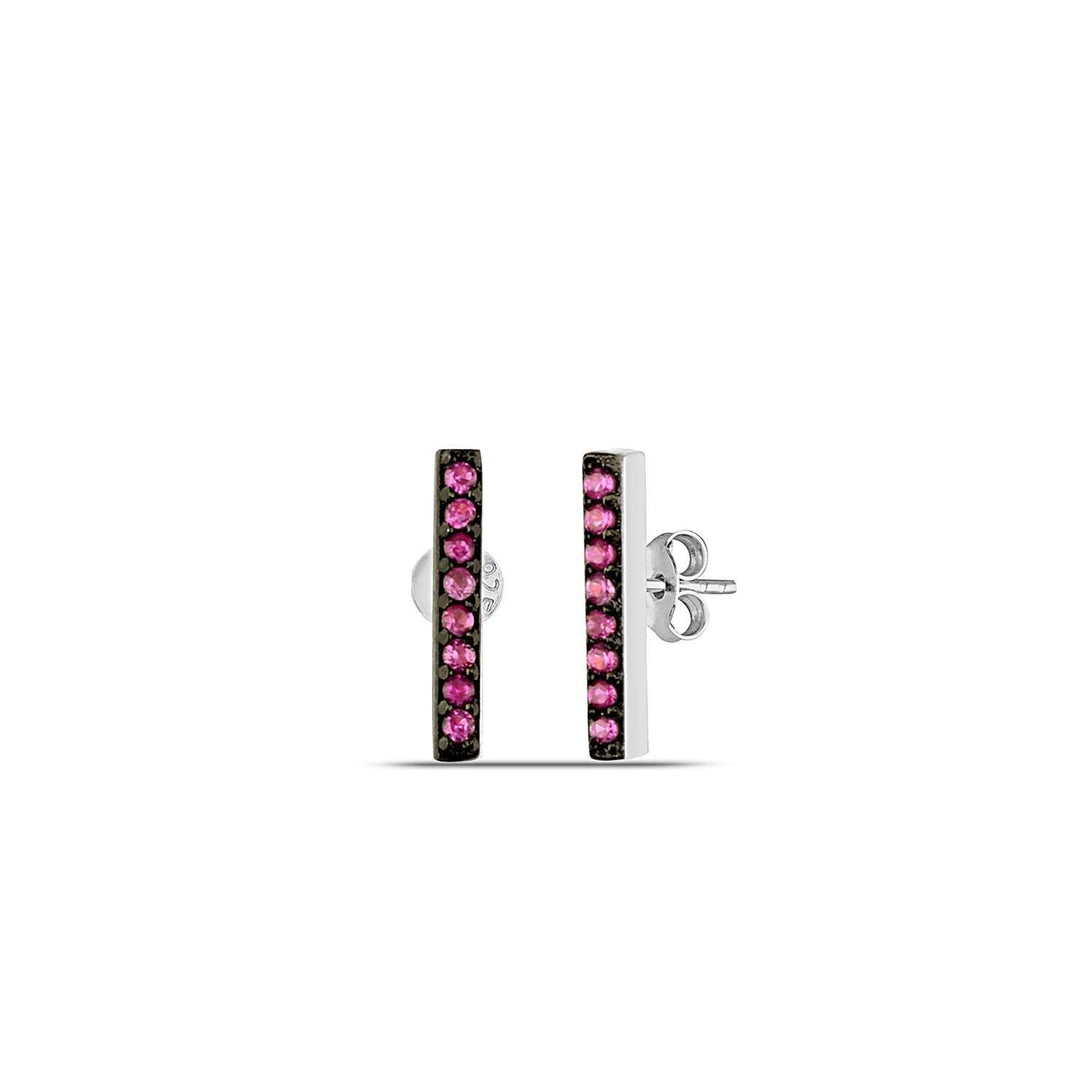 silver ruby stud earrings