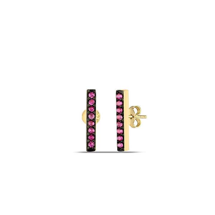Ruby and gold stud earrings