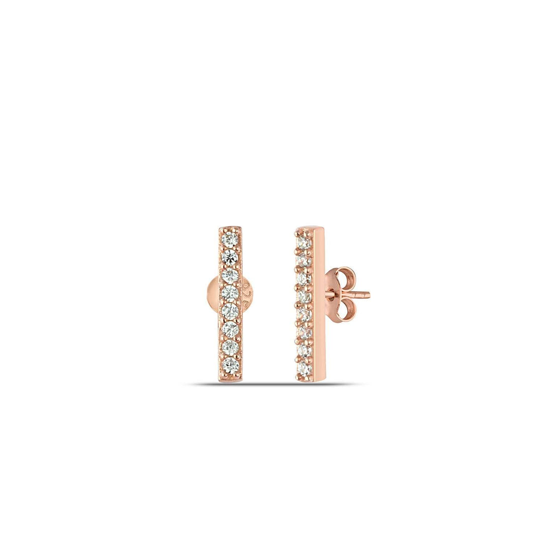 Rose Gold Bar Stud Earrings