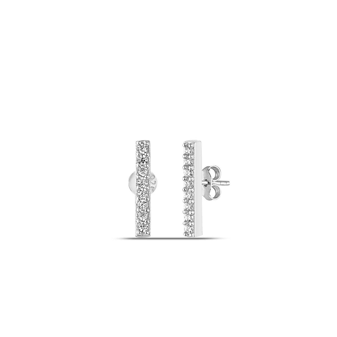 Pavé Bar Stud Earrings Sterling Silver