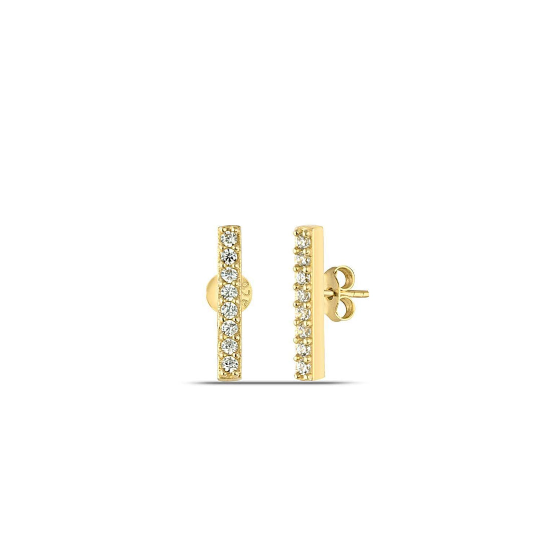 Pavé Gold Bar Stud Earrings