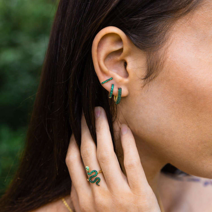 Green Huggie Earrings