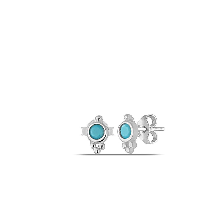 Turquoise Silver Tiny Stud Earrings