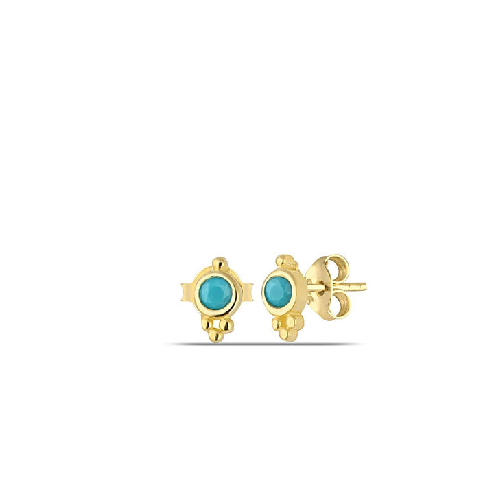  Turquoise Tiny Stud Earrings Gold