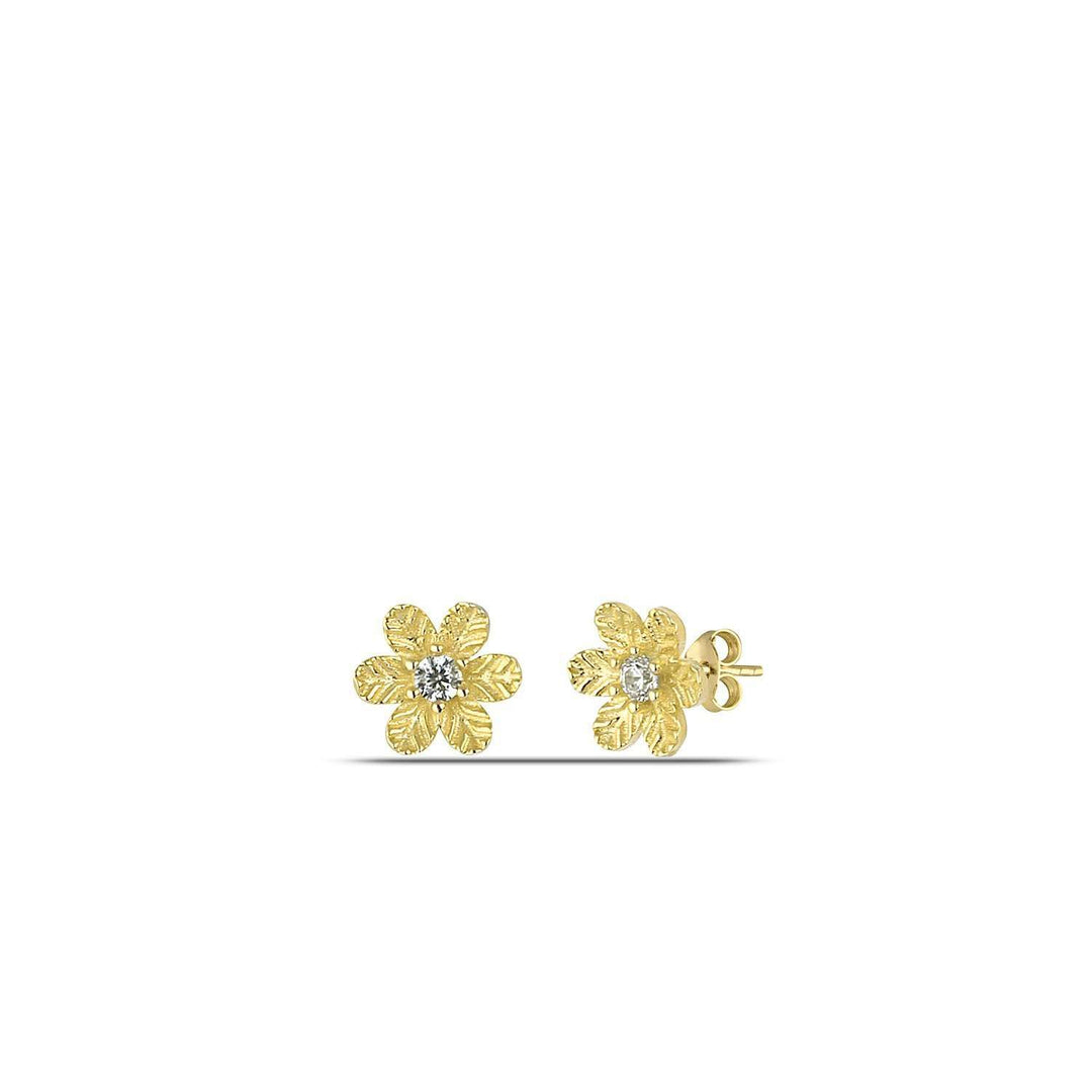Gold Flower Earrings Studs