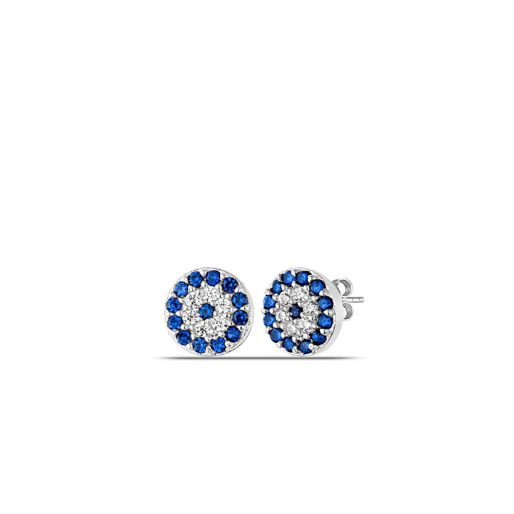 Cybele Evil Eye Stud Earrings with Sapphire CZ