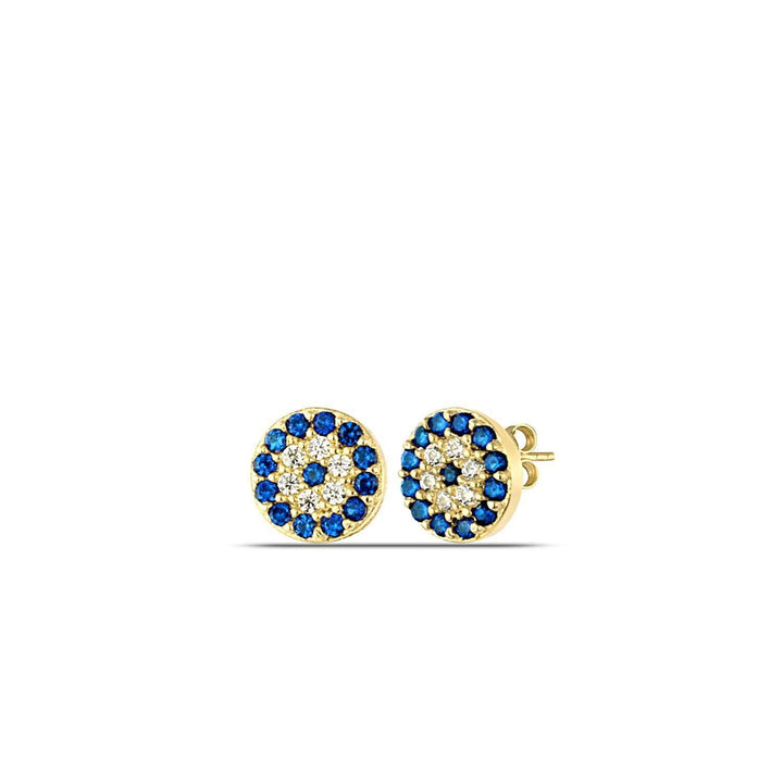 Cybele Evil Eye Stud Earrings with Sapphire CZ