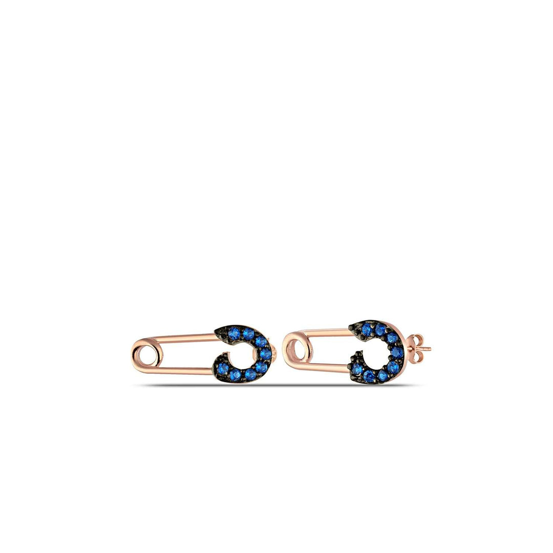 rose gold safety pin earrings sapphire
