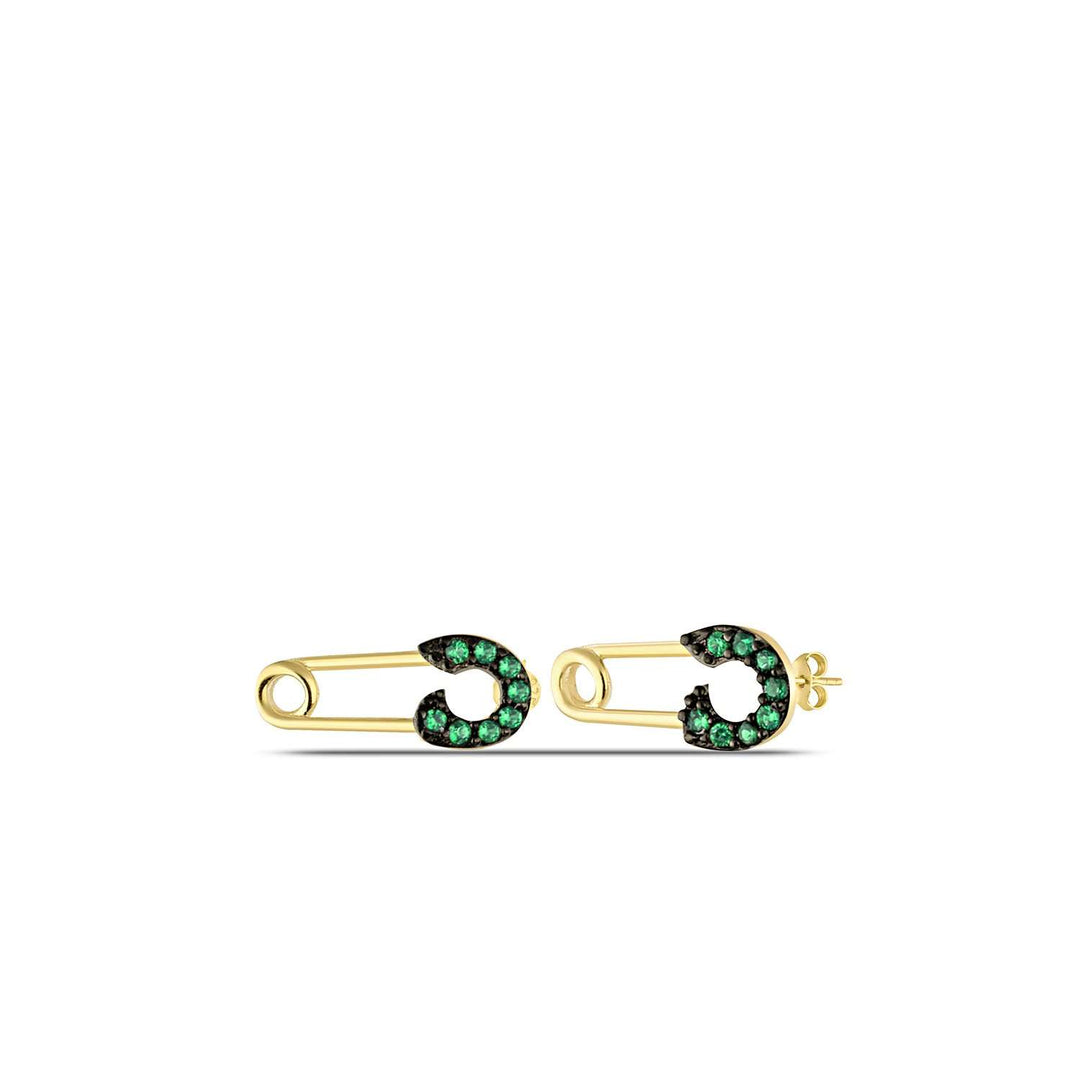 Emerald green stud earrings gold