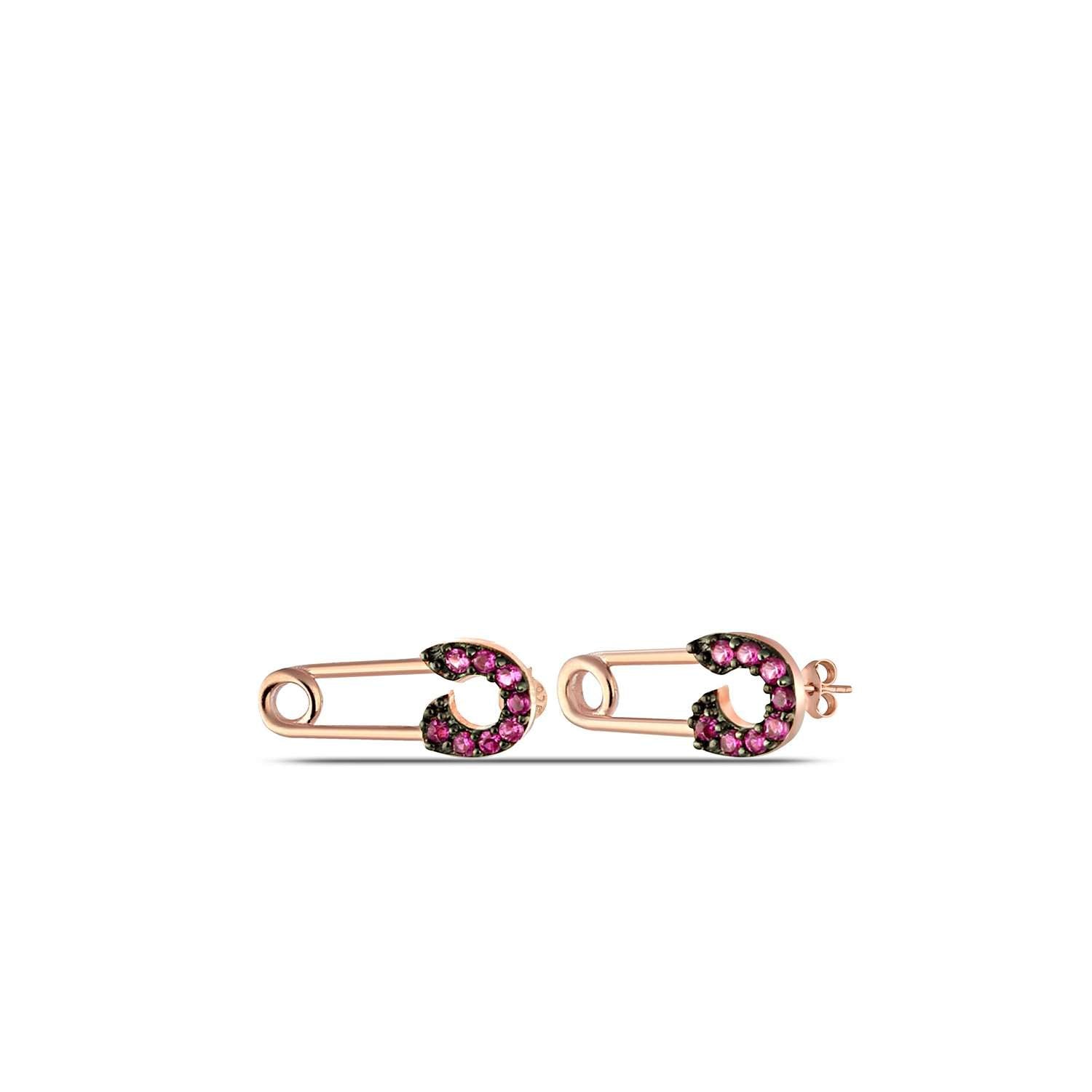 Ruby Stud Earrings | Mini Safety Pin Stud Earrings – Abiza