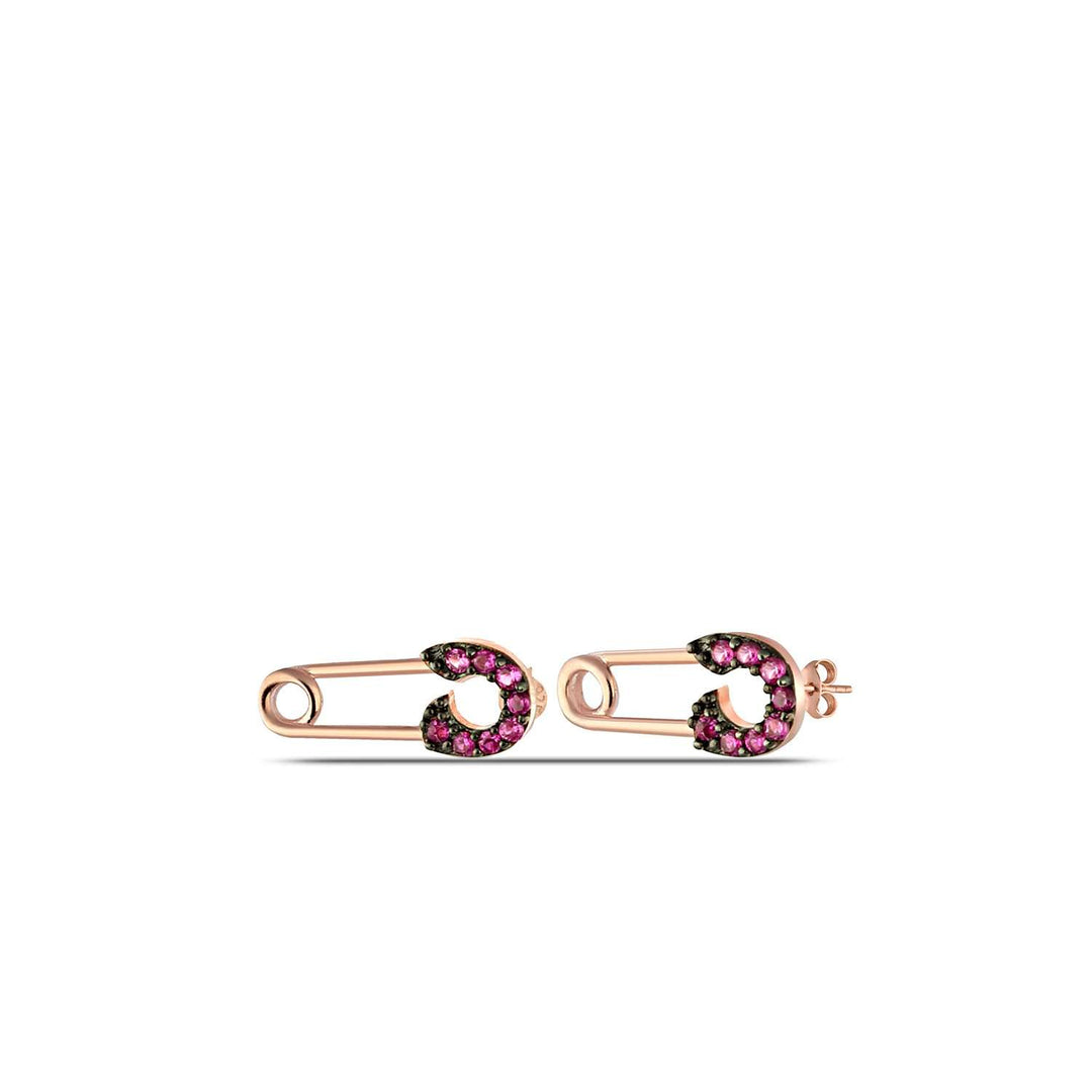 Rose Gold Ruby Stud Earrings 