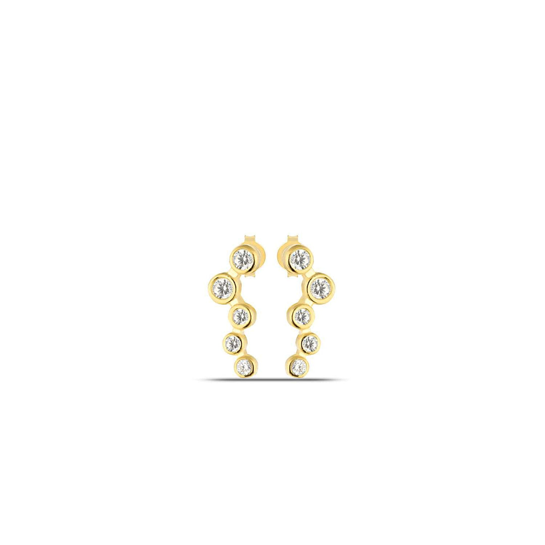 Gold Climber Cluster Stud Earrings