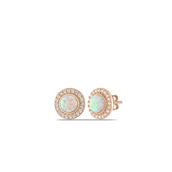 Selena Stud Earrings - White Opal