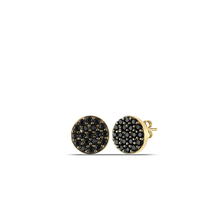 Gaia Pavé Disc Stud Earrings with Black CZ