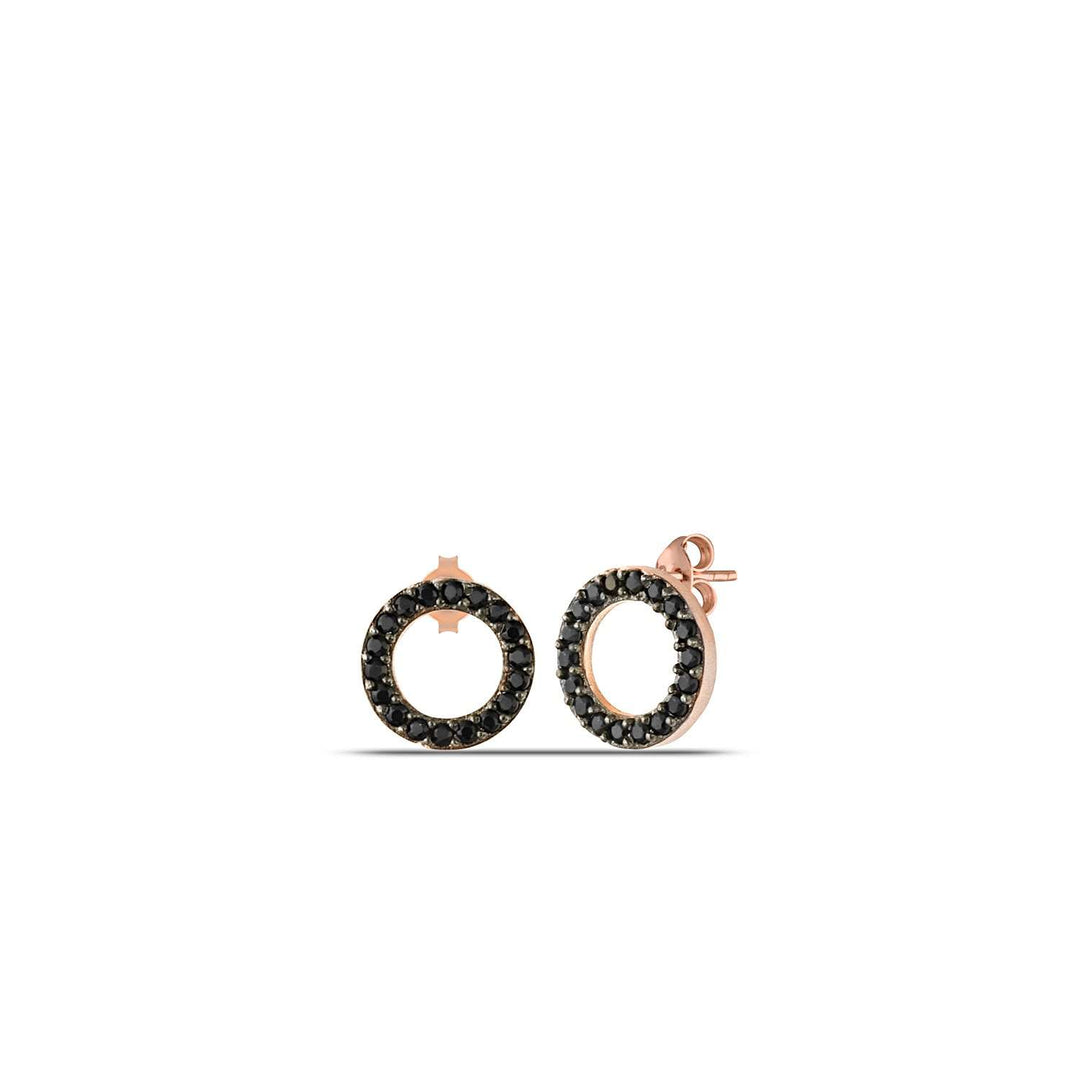 Black Open Circle Stud Earrings