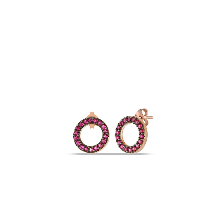 Orfeas Circle Stud Earrings with Ruby CZ