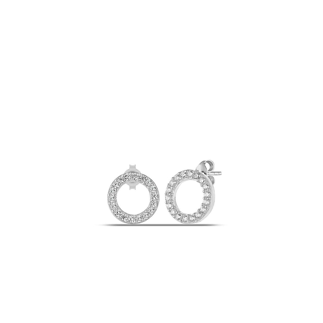 Silver Open Circle Stud Earrings