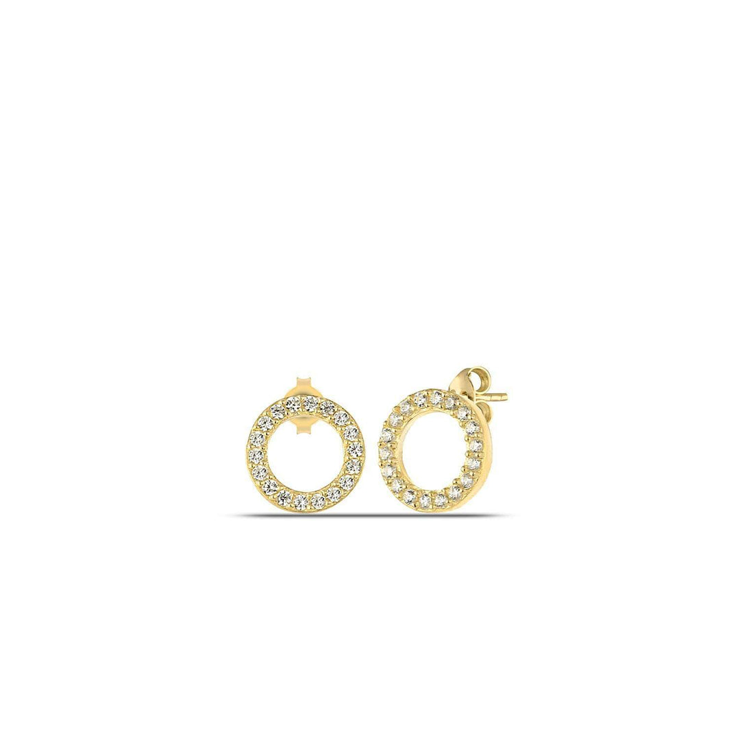 Gold Open Circle Stud Earrings 