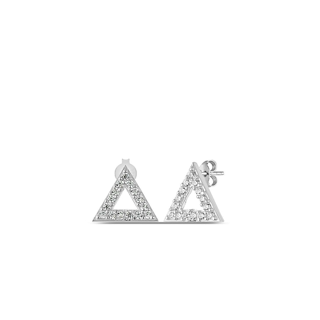 Boucles d'oreilles à tige géométriques Delta avec diamant CZ