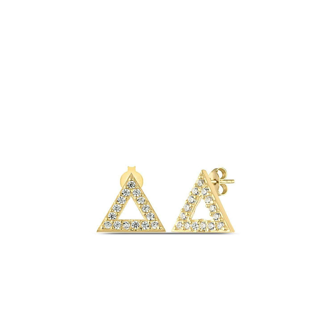 Gold Open Triangle Stud Earrings