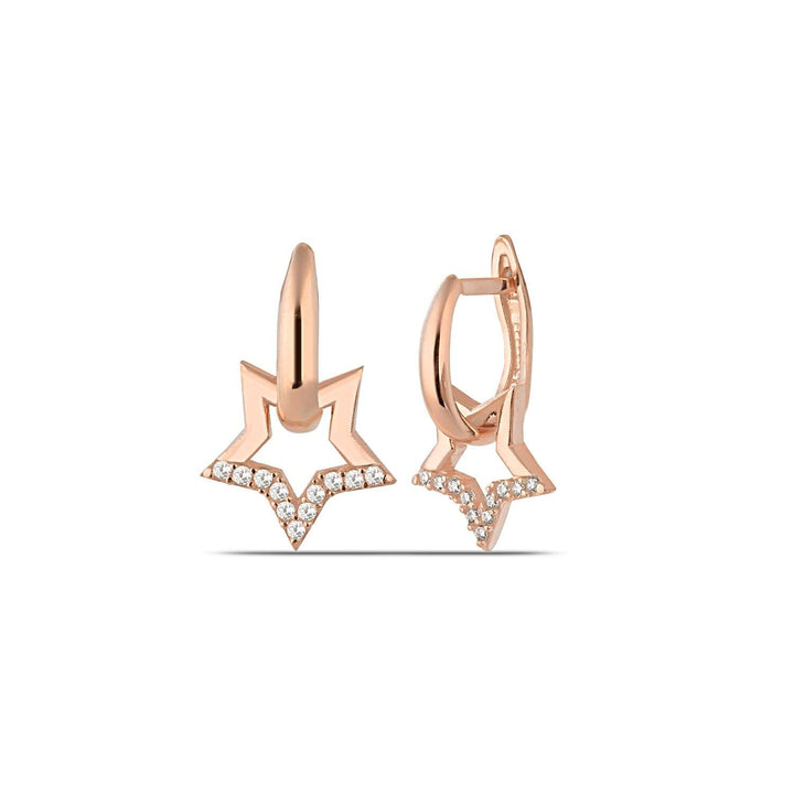 Rose Gold Star Huggie Earrings