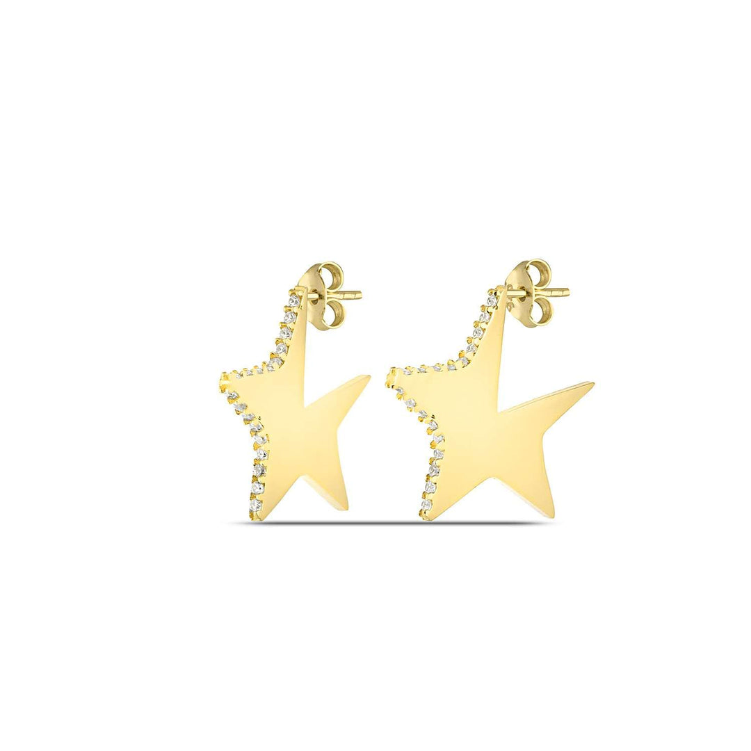 Gold Star Hoop Earrings 