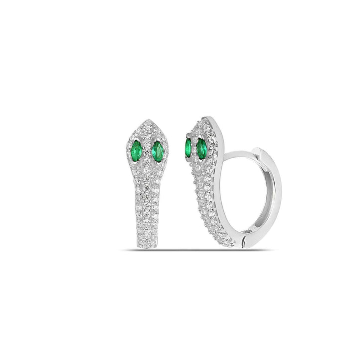 Diamond Snake Earrings Silver