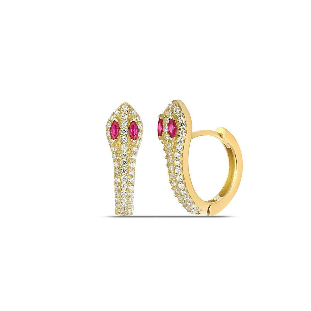 Ruby Gold Snake Earrings