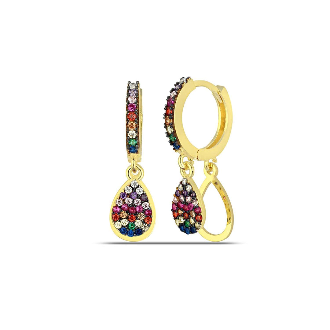 Teardrop Rainbow Huggie Earrings
