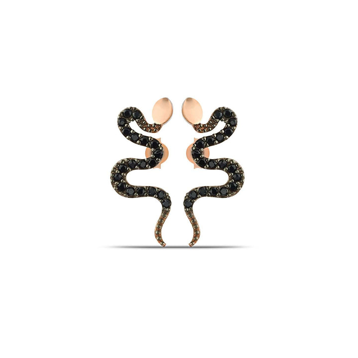 Medusa Stud Earrings - Black CZ