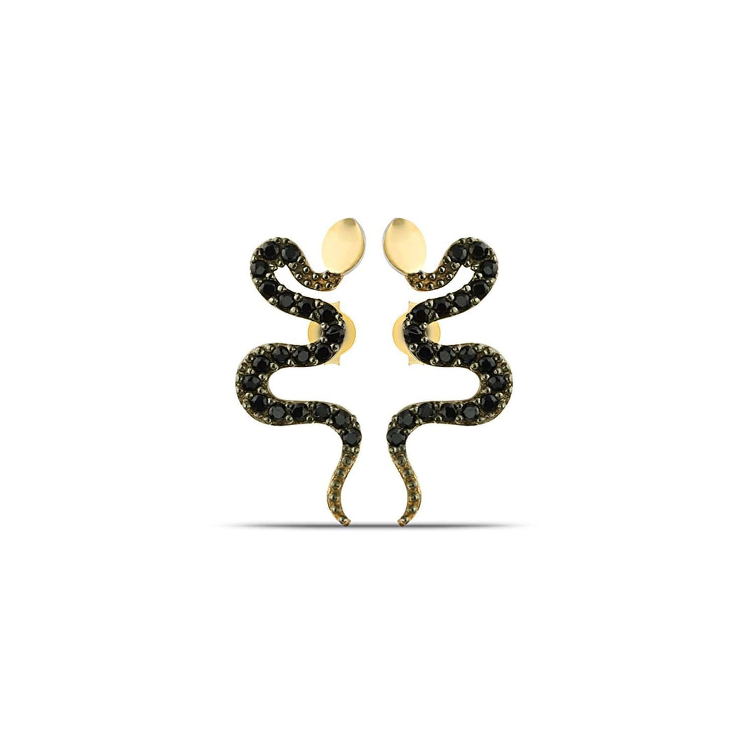 Black Snake Earrings Gold