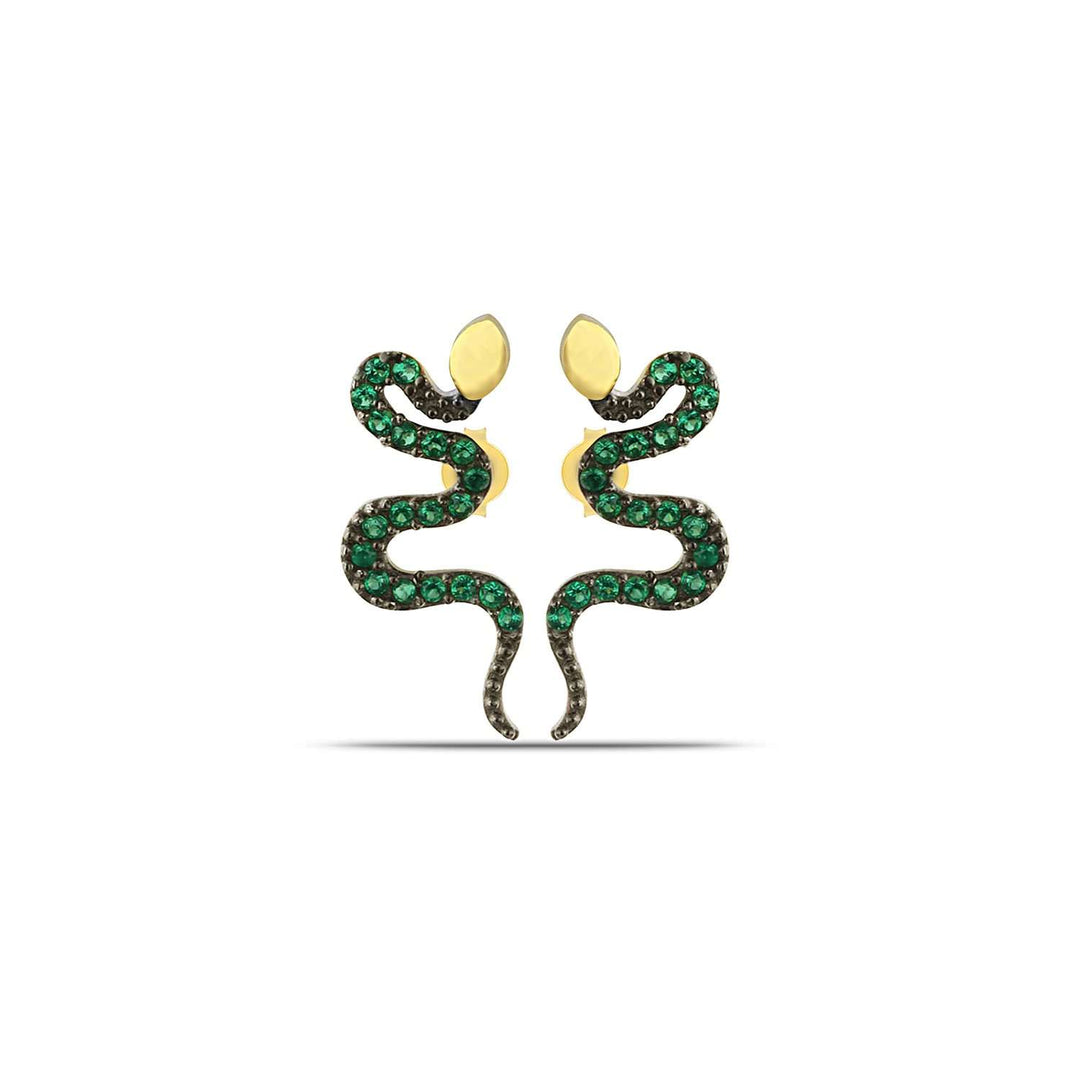 Emerald Green Snake Stud Earrings