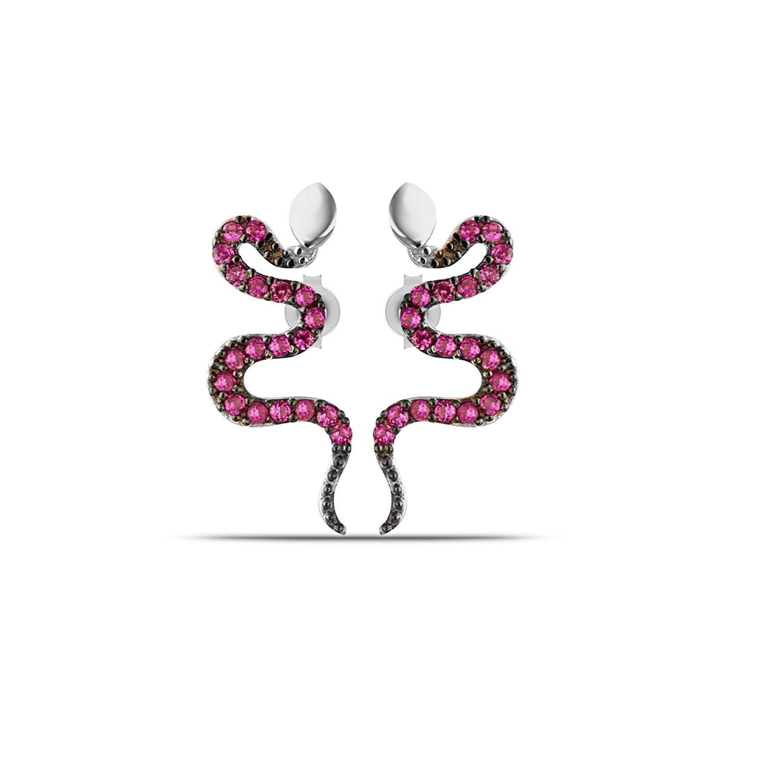 CZ Ruby Snake Stud Earrings – Abiza