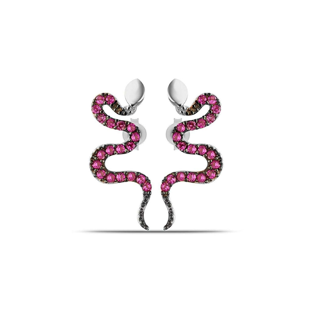 Medusa Stud Earrings - Ruby CZ