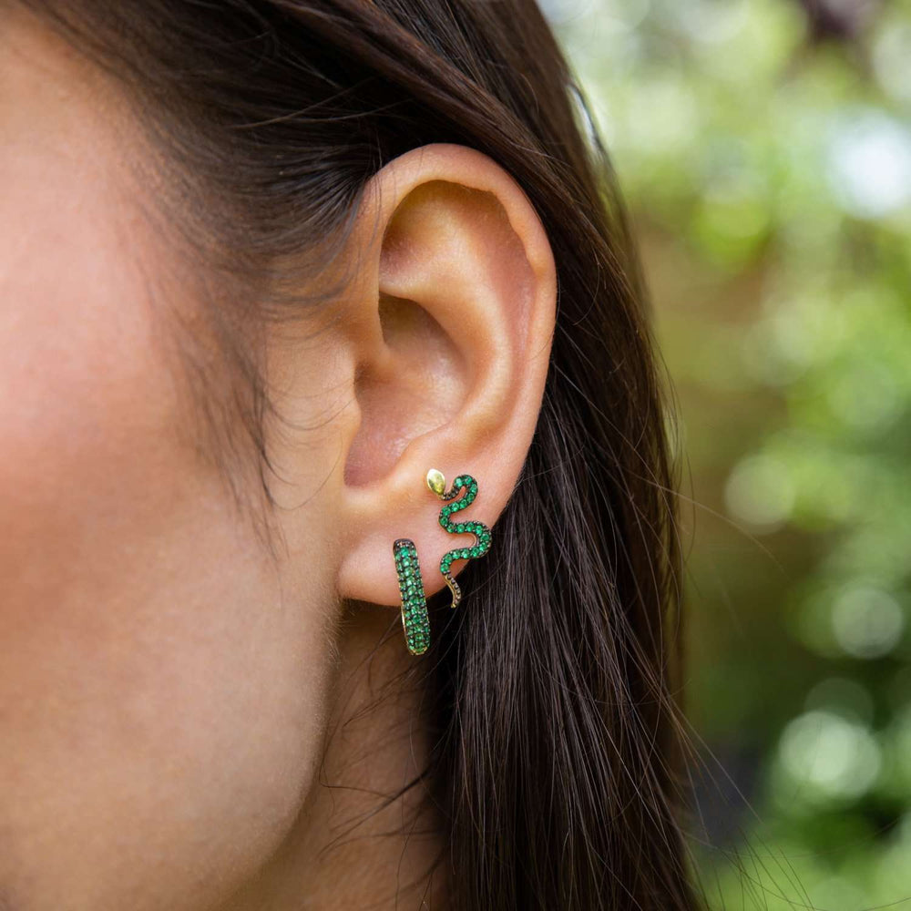 Snake Earrings Emerald