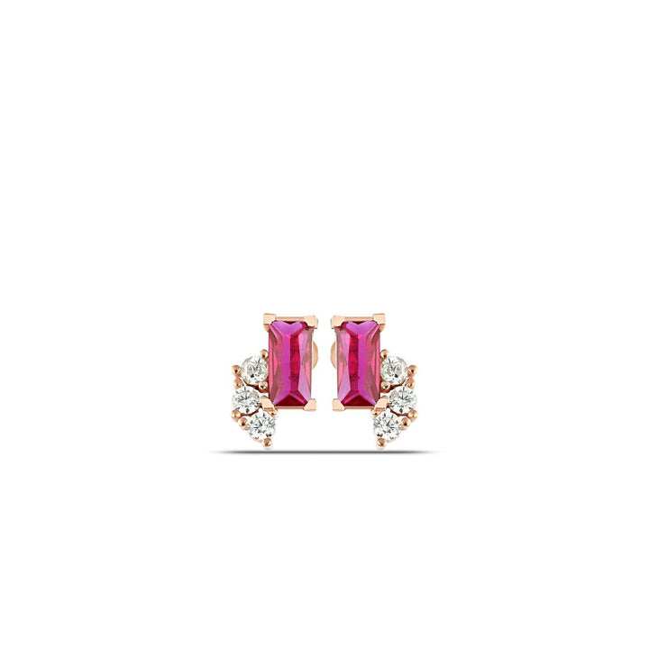 Baguette Ruby Earrings Studs