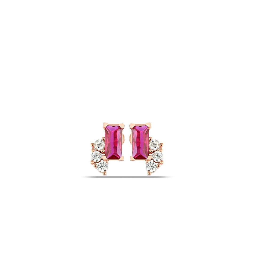 Baguette Ruby Earrings Studs