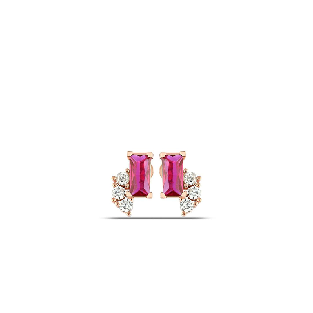 Baguette Ruby Earrings Studs