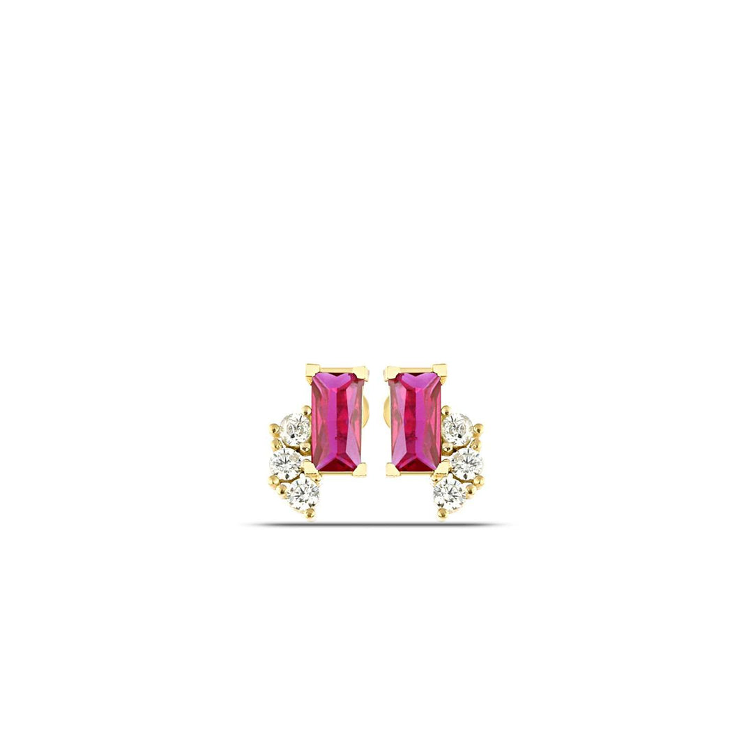 Baguette Ruby Stud Earrings