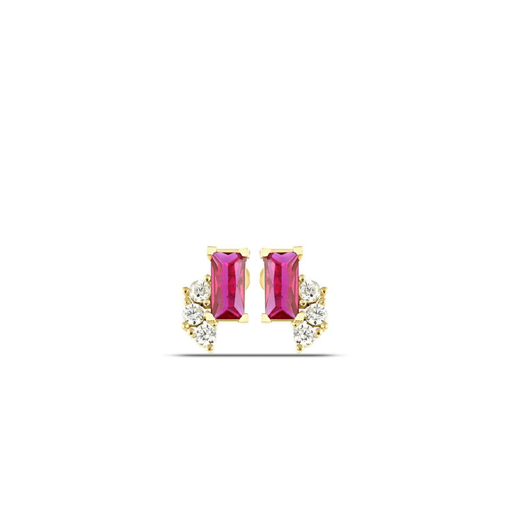 Baguette Ruby Stud Earrings