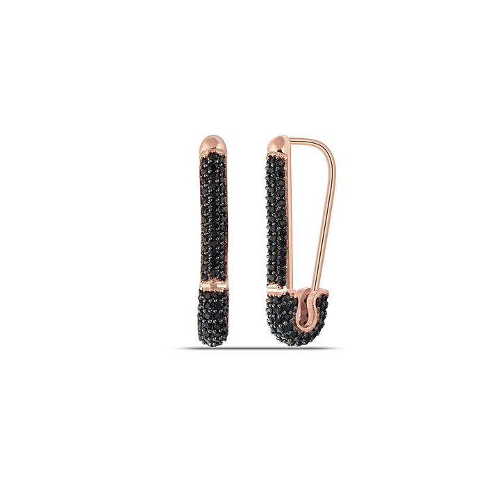 Pave Black Safety Pin Earrings