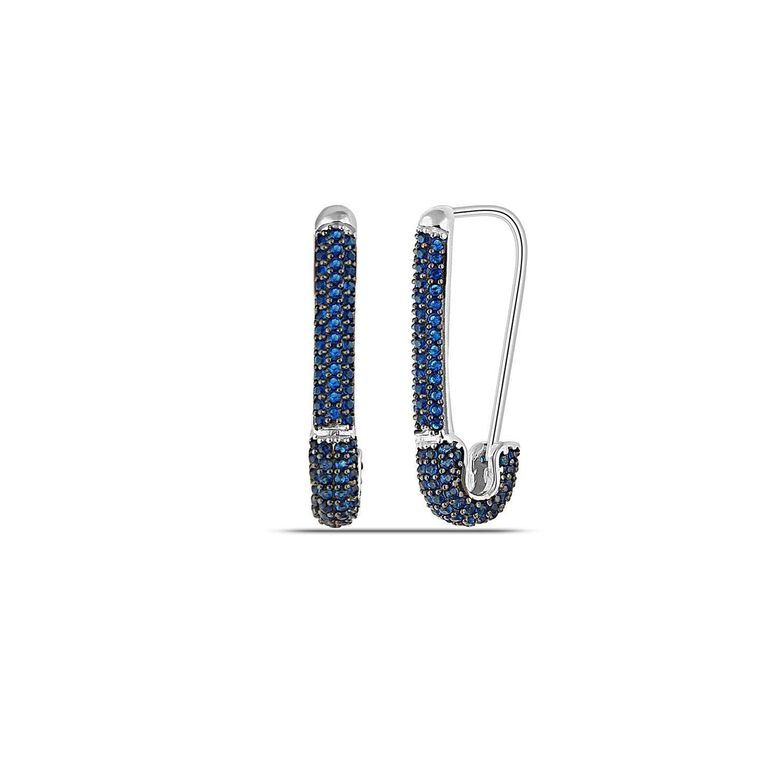 Sapphire Safety Pin Earrings