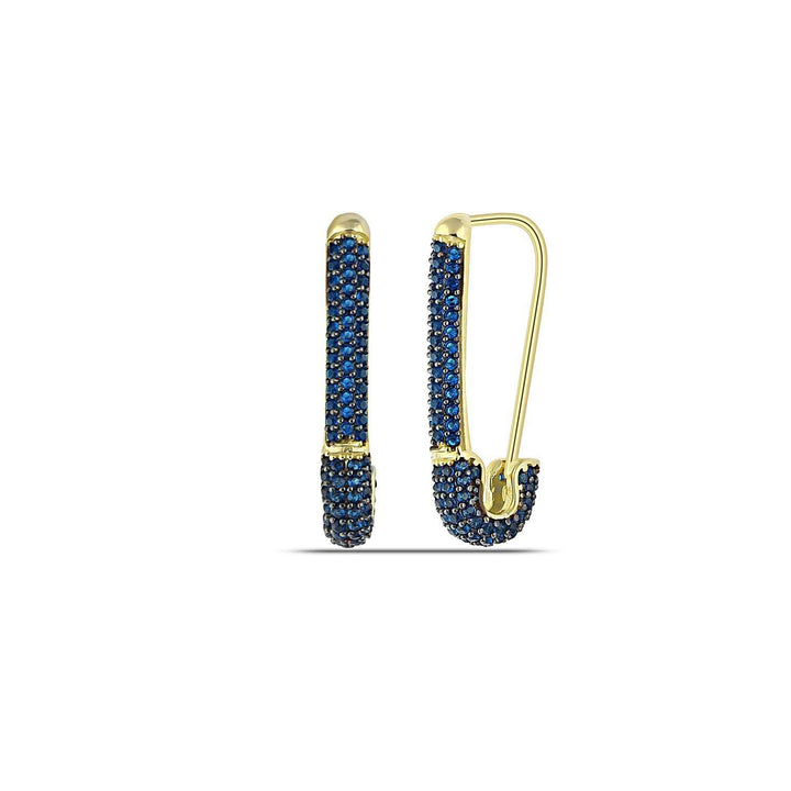 Blue Sapphire Safety Pin Earrings