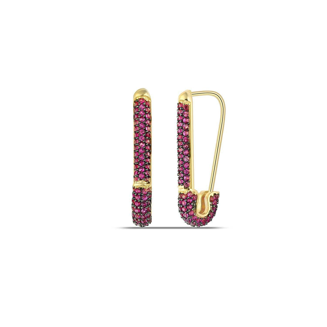 Pave Safety Pin Earrings