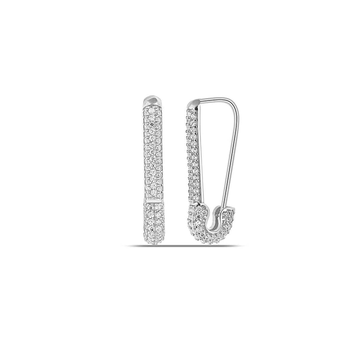 Pave Diamond Safety Pin Earrings