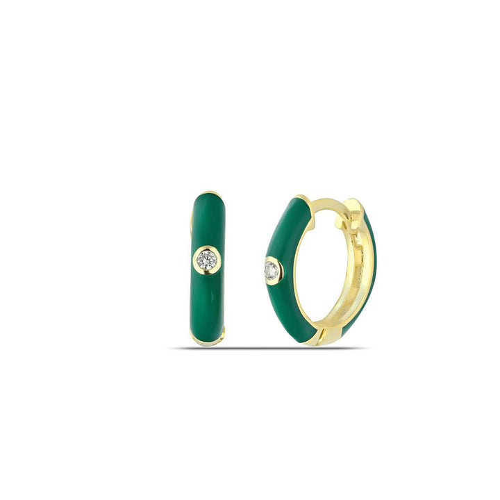 Green Huggie Earrings