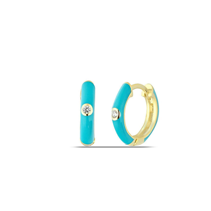 Thalia Enamel Huggies - Turquoise