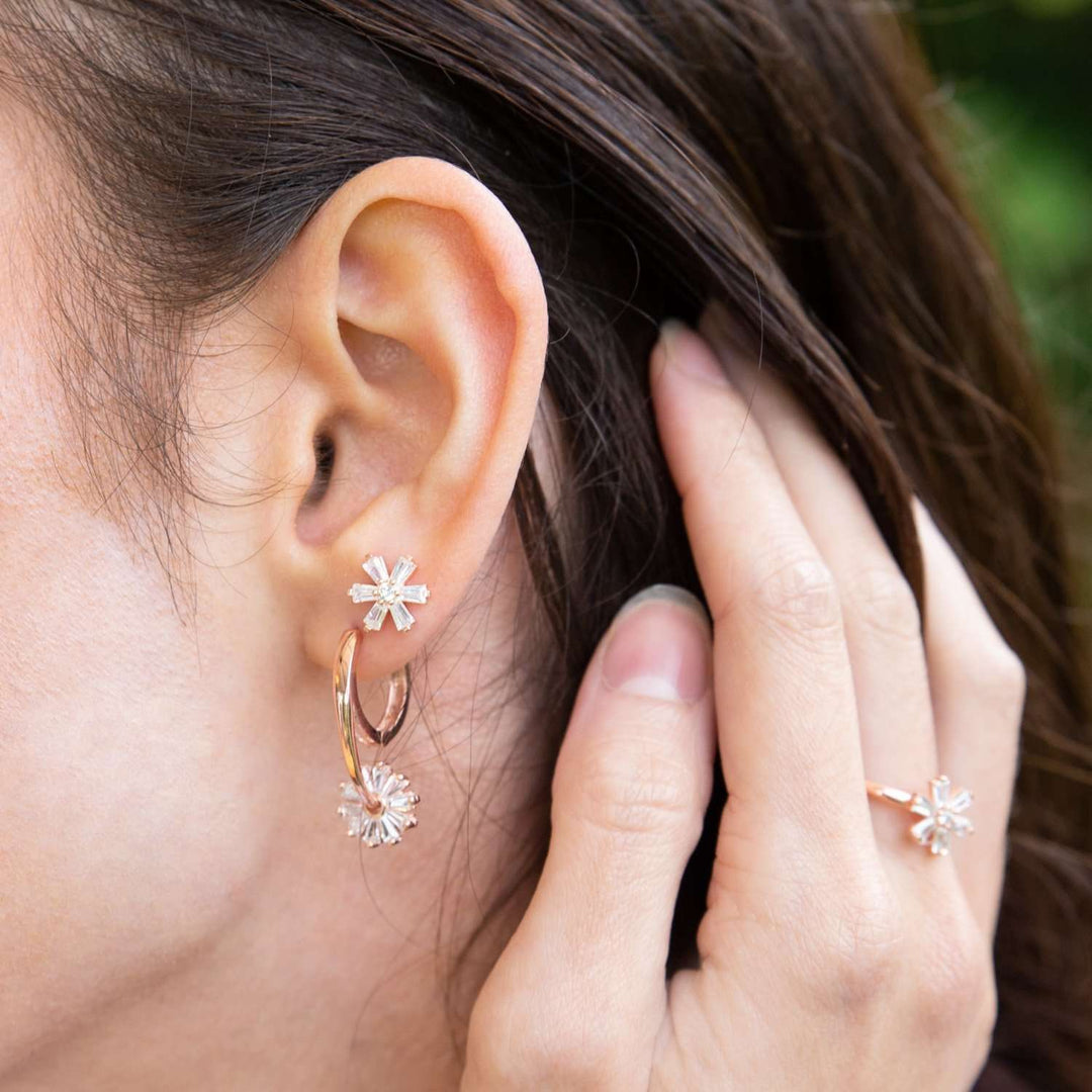 Flower Earrings Rose Gold 