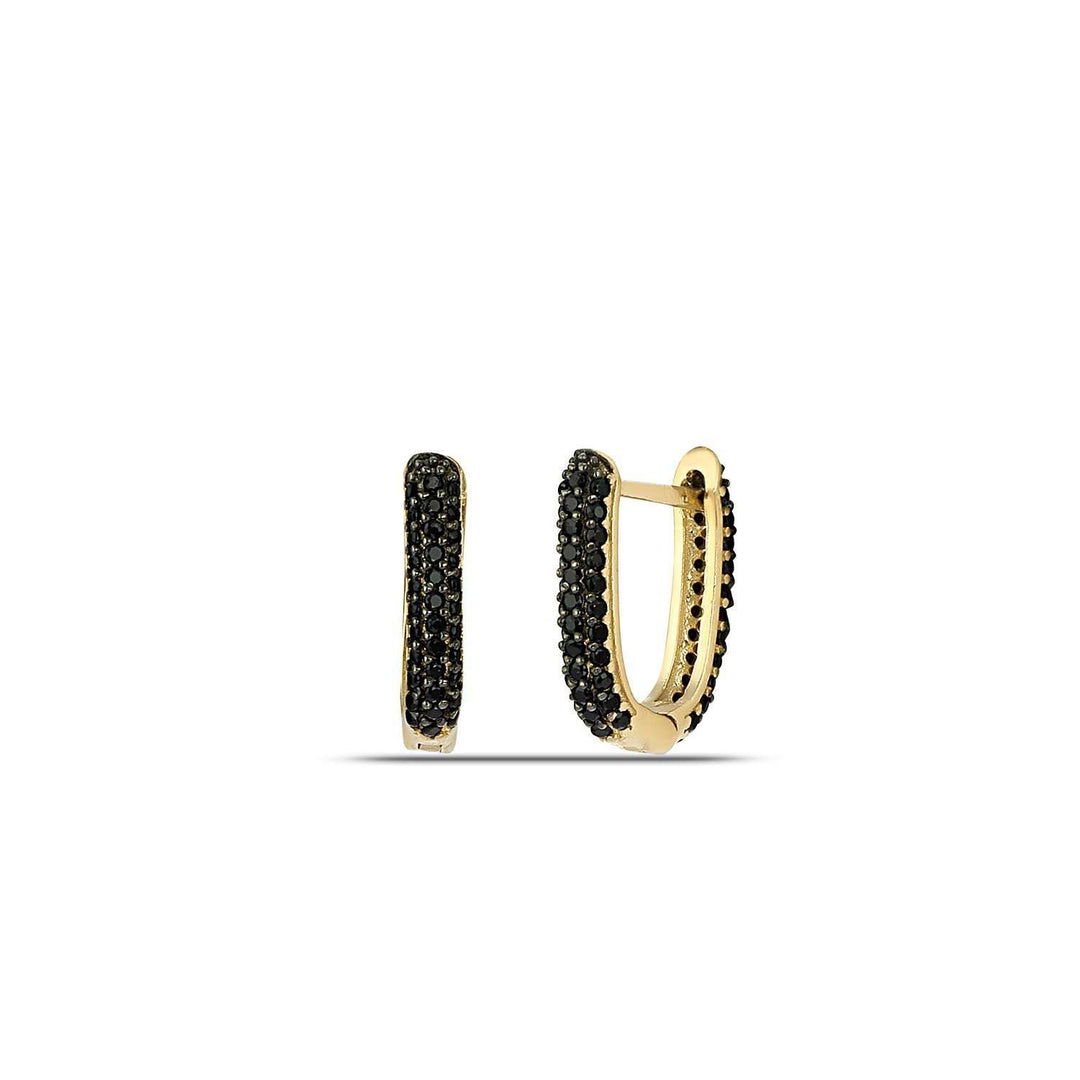Black and Gold Huggie Earrings