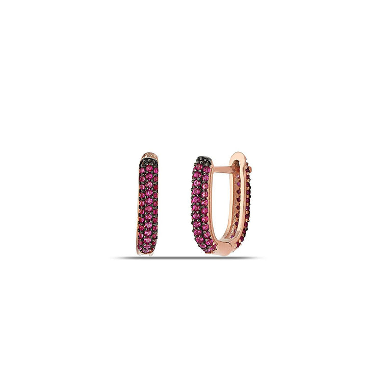 Ruby Huggie Earrings Rose Gold